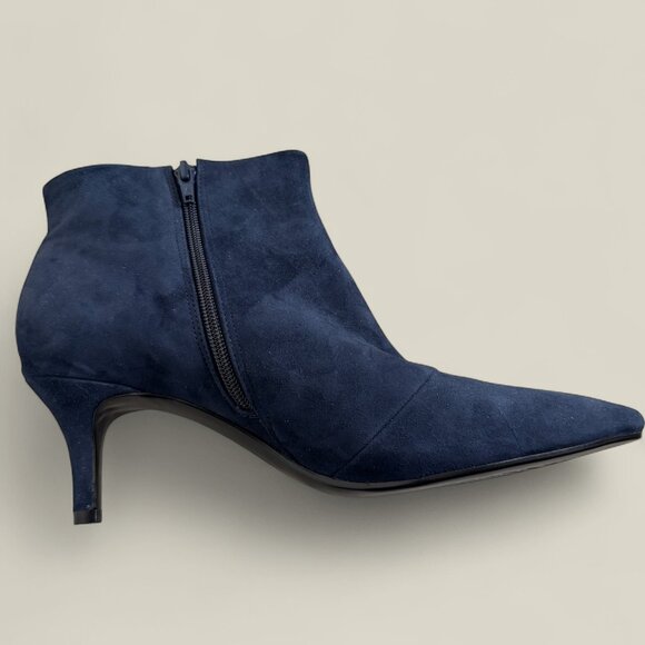 NIB Aerosoles Epigram Navy Blue Suede Ankle Boot Woman's sz11 Kitten Heel - Picture 6 of 11